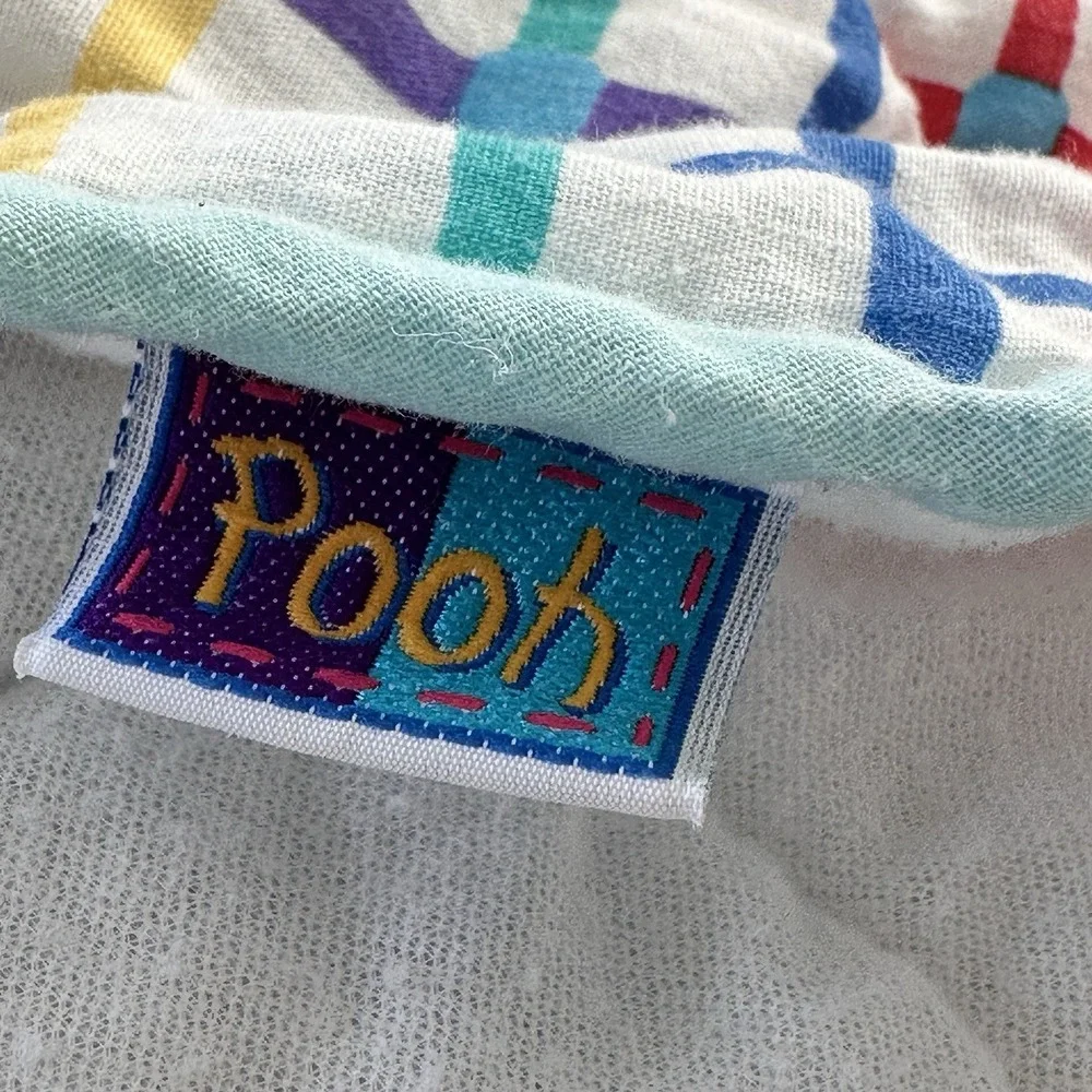 2 Vtg 1995 Disney Winnie The Pooh Baby Crib‎ Blanket Nursery Quilt Fleece USA